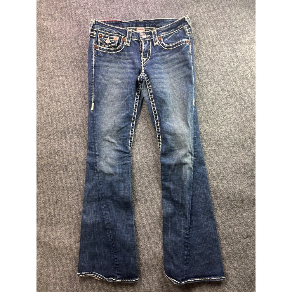 True Religion Joey Jeans Women 29 Blue Super T Flare Low Rise Made in USA